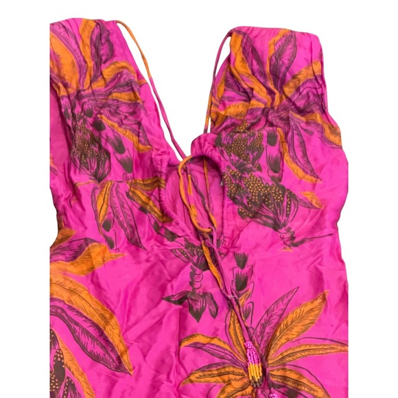 Farm Rio Beach Forest Printed Lenzing Ecovero Maxi Dress Pink Orange Size M - Picture 9 of 9
